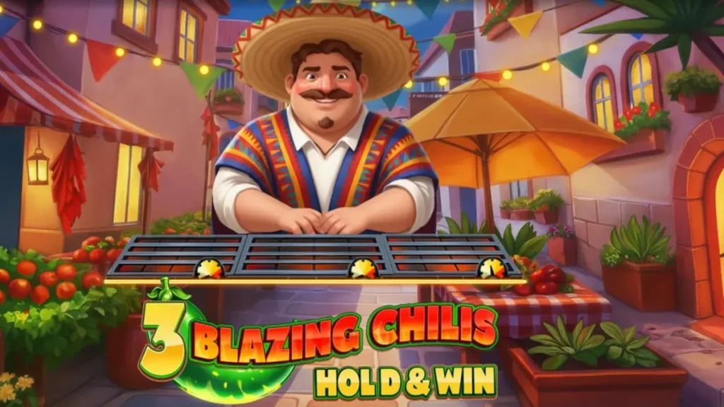Tampilan visual slot 3 Blazing Chilis dengan tema fiesta Meksiko yang meriah
