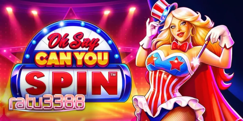 Tampilan visual slot Oh Say Can You Spin dengan tema patriotik dan nuansa kabaret.